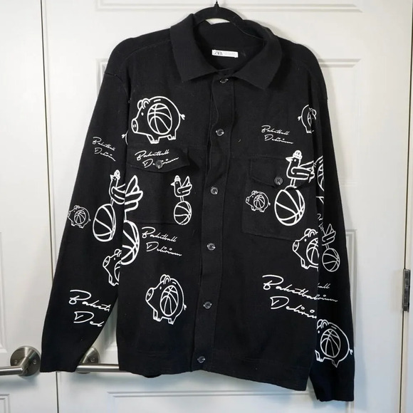 Zara basketball Rooster Knit Shacket jacket Size XL - Picture 3 of 6